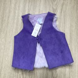 Vintage Funky Purple Fuax Fur Lined Suede Retro Vest 6-9 Months 