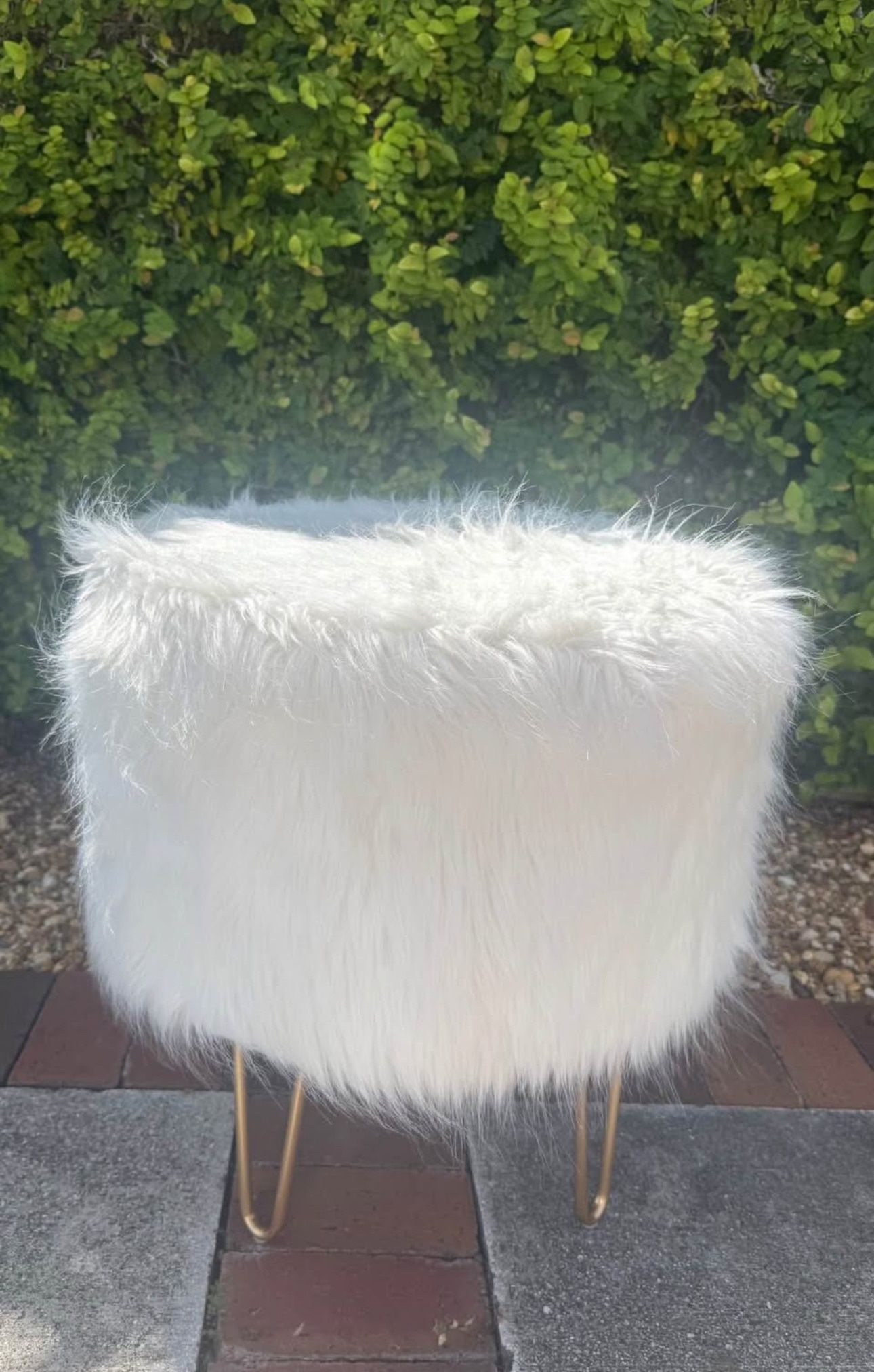 White Fur Stool. 