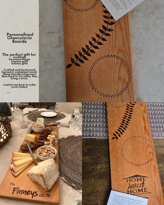Hand Crafted Wood Burned Charcuterie Board 