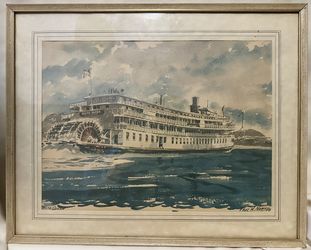 Vintage Paul N. Norton "Delta Queen" Steamboat Print – 16x20