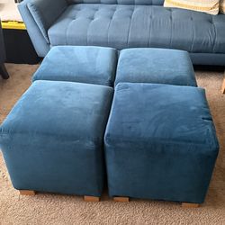 Set of 4 Small Ottomans / Footstools