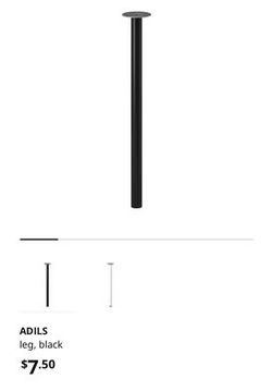 ADILS leg, black - IKEA CA
