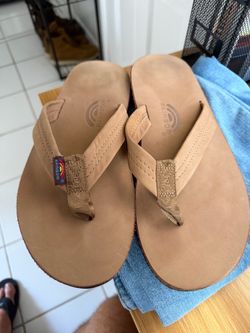 Rainbow Leather Flip Flop Sandals