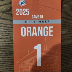 Miami Dolphins Orange Parking Pass 