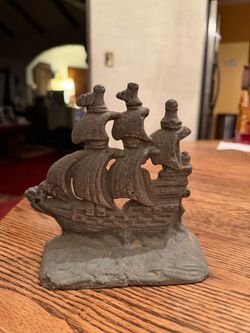 Aged Metal Clipper Ship Door Stop 5 1/2”