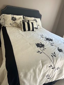 Black and Cream Bedspread and Pillow Shams