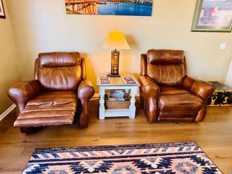 Matching brown leather power recliners