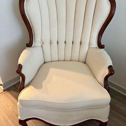 Sofa Chair (Vintage Channel Back Wing Chair Queen Ann Style )