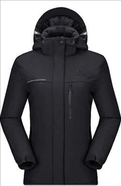 CAMEL CROWN Women's Waterproof Mountain Ski Jacket, Detachable Hood, Windproof, Fleece Lined, Rain Jacket, Winter Coat