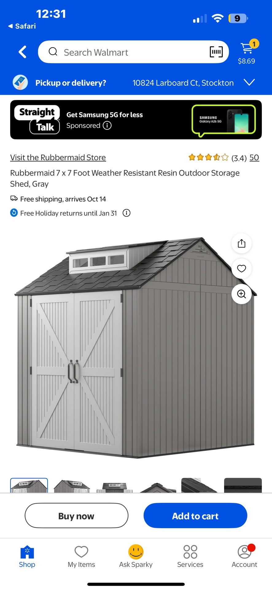 Rubbermaid Outdoor Shed 7x7 foot