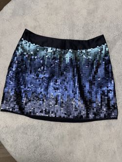 Blue Navy Express Sequin  Skirt