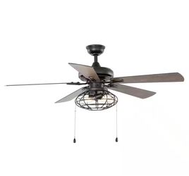 Ellard 52 in. LED Indoor Matte Black Ceiling Fan with Light