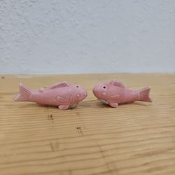 Vintage Pink Fish Salt and Pepper Shakers