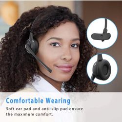 Bluetooth Headset with Microphone & Charging Base, Wireless Headset Noise Cancelling Mic, V5.0 On Ear Bluetooth Headphone Hands-Free for iPhone Samsun