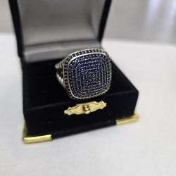 Sterling Silver Unisex Ring With Sapphire Stone. 