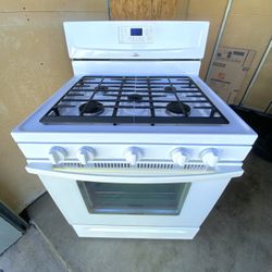 Whirlpool gas stove 5 burners white color 30”