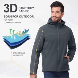 Mens Softshell Jacket Fleece Lined Waterproof