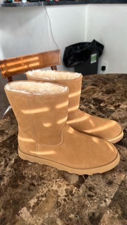 Tan Suede Shearling-Lined Winter Boots