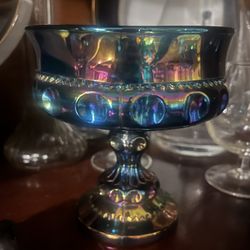 Antique Carnival Blue Glass 