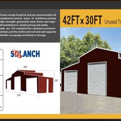 42x30 Triple Metal Garage