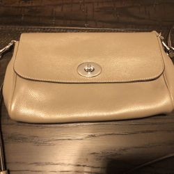Beige Coach Crossbody Purse