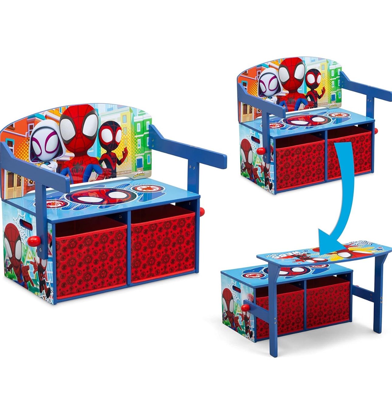 Delta Children Kids Convertible Activity Bench - Greenguard Gold Certified, Marvel Spidey and His Amazing Friends