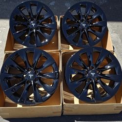 19” Tesla Model S Slipstream OEM Wheels Gloss Black POWDER COAT EXCHANGE