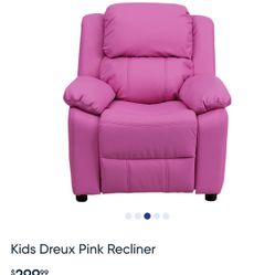 Used Only Few Times For Vacation! Like New! Kids Dreux Pink Recliner Light Pink! 