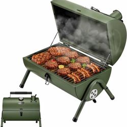 MAISON HUIS Adjustable Portable Charcoal Grill Multi-functional Metal Small BBQ Smoker for Outdoor Hiking Picnic(Green)