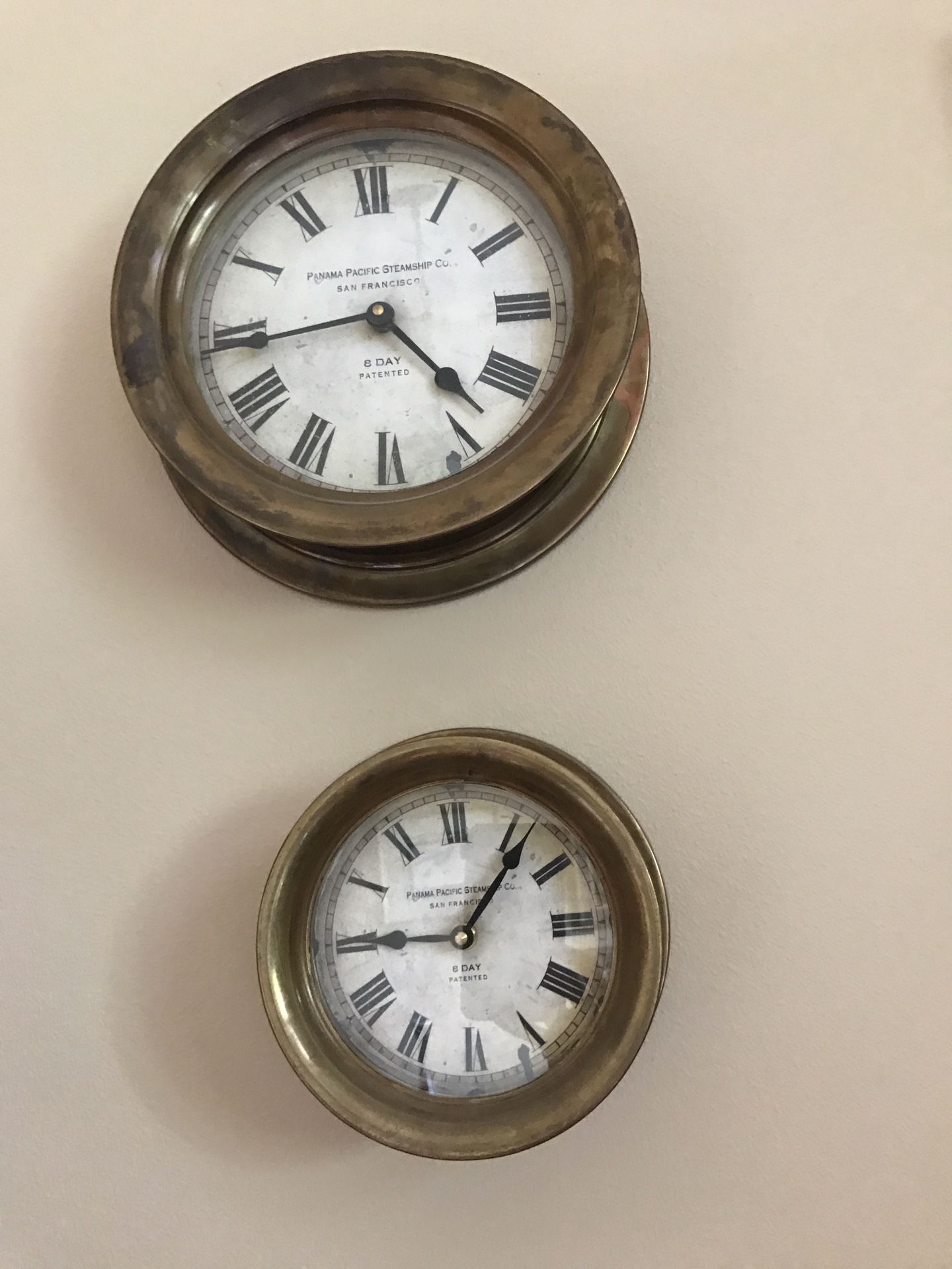Vintage Panama Pacific Steamship Co. Brass Ship Wall Clock A Genuine Timeworks