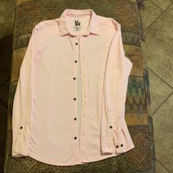 Young LA Pink Dress Shirt Button Up 55% Cotton And 45% Polyester Size Small Pink 