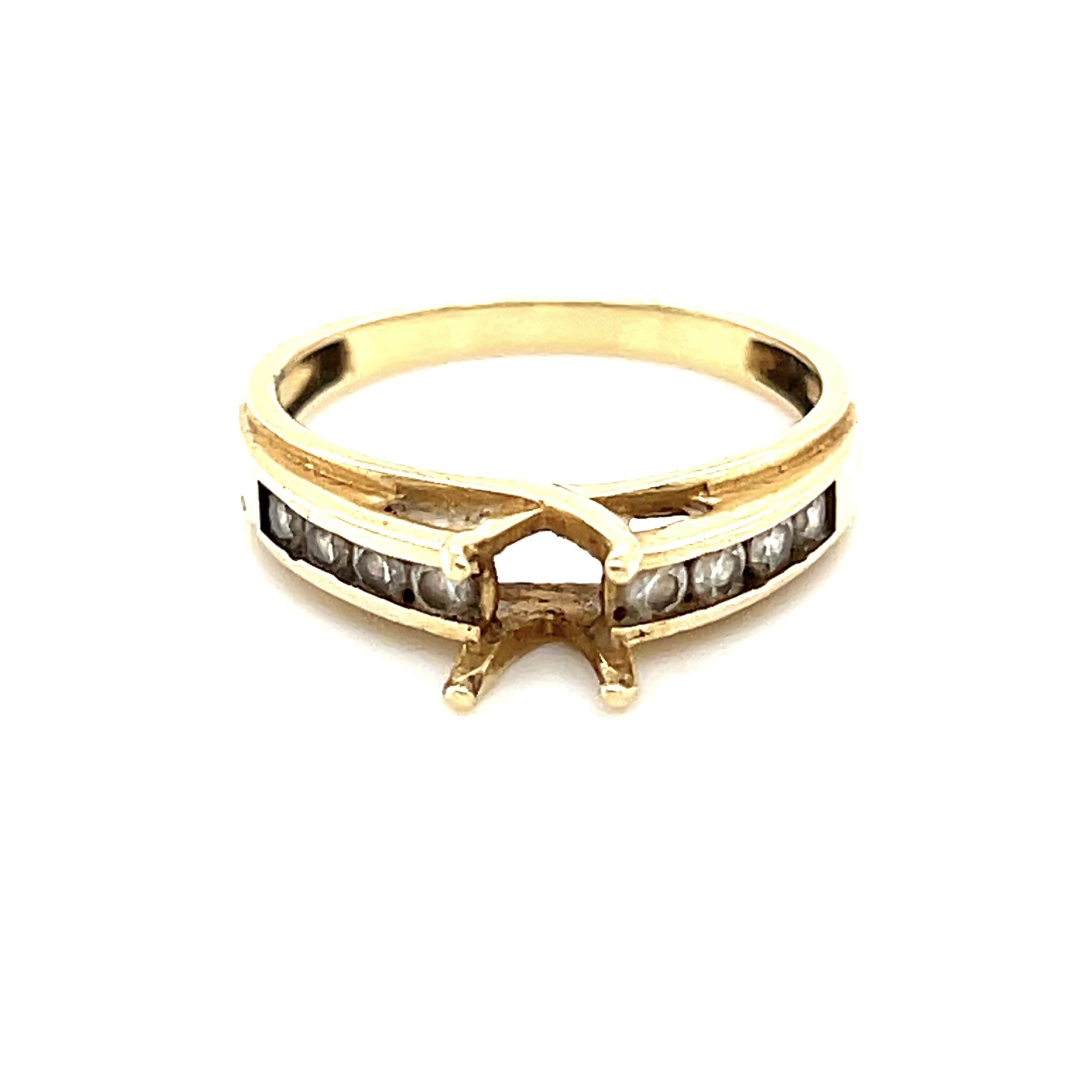 14K Gold Cz Prong Ring Setting
