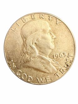1963-D Franklin Half Dollar 90% Silver Denver Mint Vintage US Coin 50C