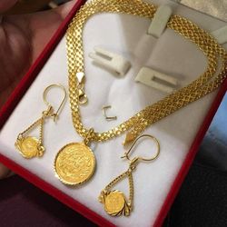 21k saudi 2024 gold jewelry set