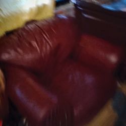 Red Leather Love Seat