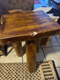 3 leg square wood table very unique