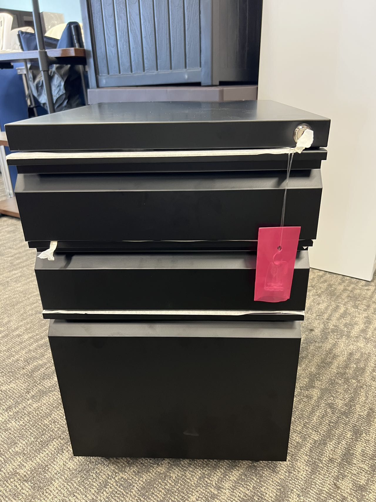 3 Drawer Mobile File Cabinet with Lock, Under Desk Metal Filing Cabinet for Legal/Letter/A4 File, Fully Assembled Except Wheels, Black