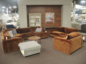 Bauhaus Posh 5PC Left Facing Sectional - Rust | L-Shaped Couch | Corner Couch