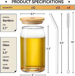Drinking Glasses With Glass Straw - Clear Can Shaped Glass Cups