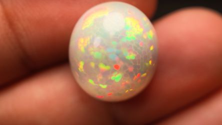 Natural Ethiopian Welo Opal 8.61 Ct Certified Oval Cabochon Play of Color