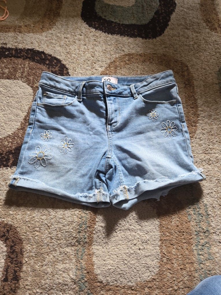 Flower Jean Shorts Size 12 Girls