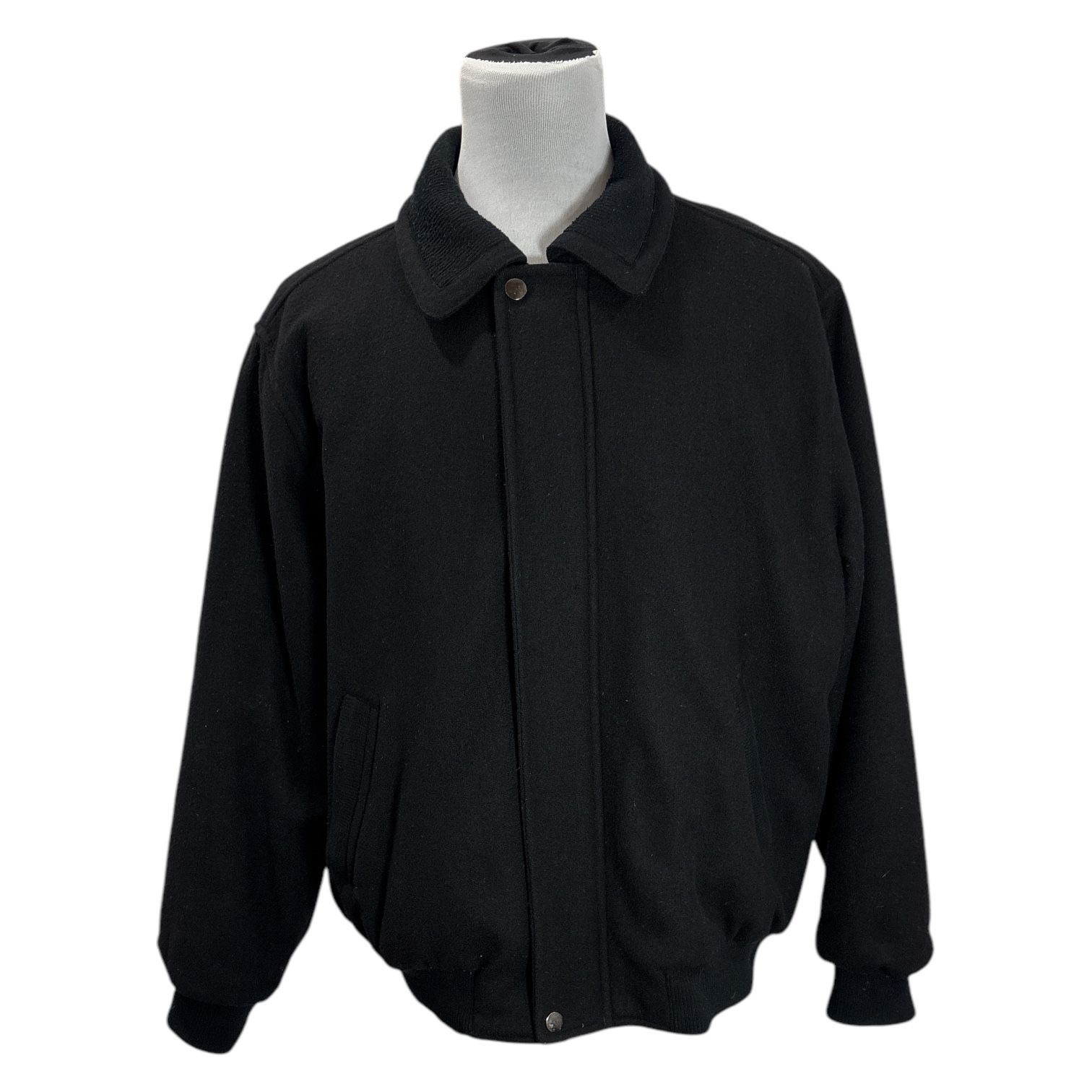 Aberdeen Collection Men's Black Full Zip Wool Blend Bomber Jacket Size XL