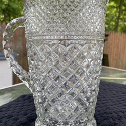 Vintage Anchor Hocking Wexford Pattern 64oz Pitcher, Large Clear Glass 9.5" Tall