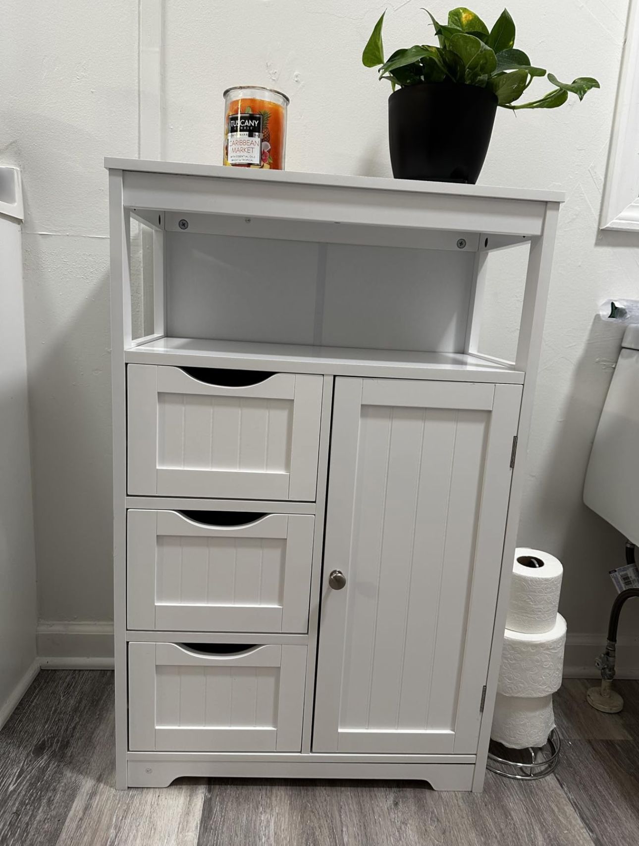 Storage Organizer Wooden Floor Cabinet Free-Standing Cupboard for Kitchen/Living Room/Bathroom