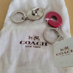 New Coach Key Chain 2 Parts Hot Pink  
