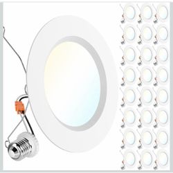 Sunco Paquete de 24 Luces LED Empotradas Retrofit de 6 Pulgadas, Luces de Lata para Techo, 1700 LM de Alto Brillo, CCT Seleccionable 2700K/3000K/4000K