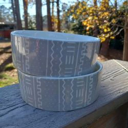Set of 2 Fringe Studio Dog Bowls Pet Food Water Dishes Ceramic My BFF has 4 Paws