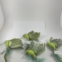 4 Fancy Glitter Hummingbird Clip-On Ornaments – Lime Green $20
