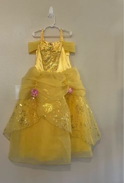 Disney Beauty And The Beast Belle Costume Dress Size 7/8 Satin Bodice Broach Roses