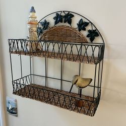 Wicker And Metal Shelf